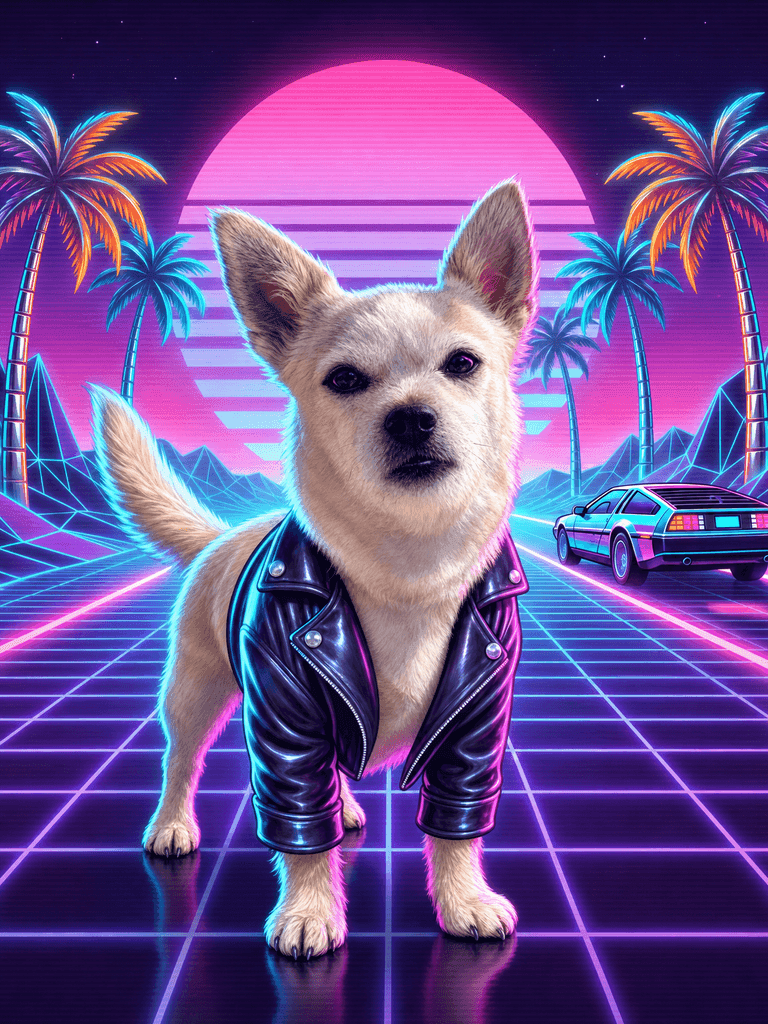 Generated Time Traveler / Synthwave pet portrait 25
