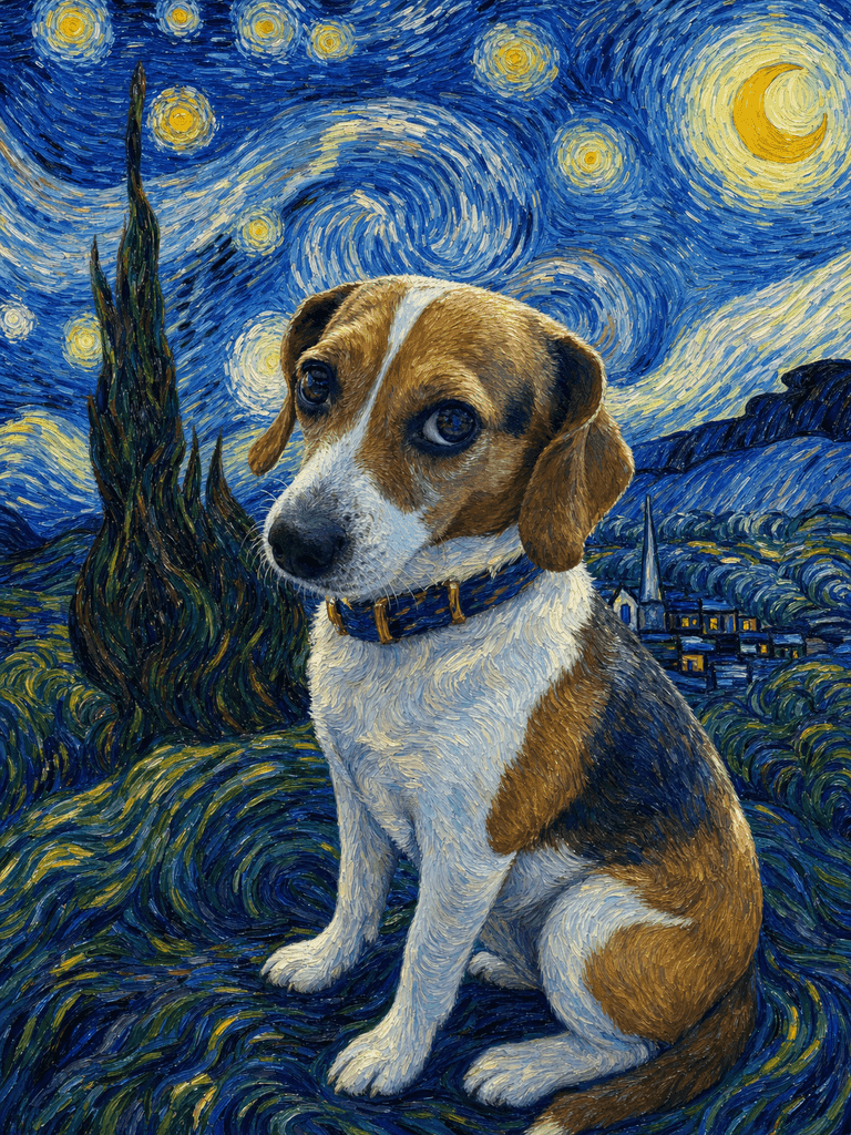Generated Masterpiece / Starry Night pet portrait 29